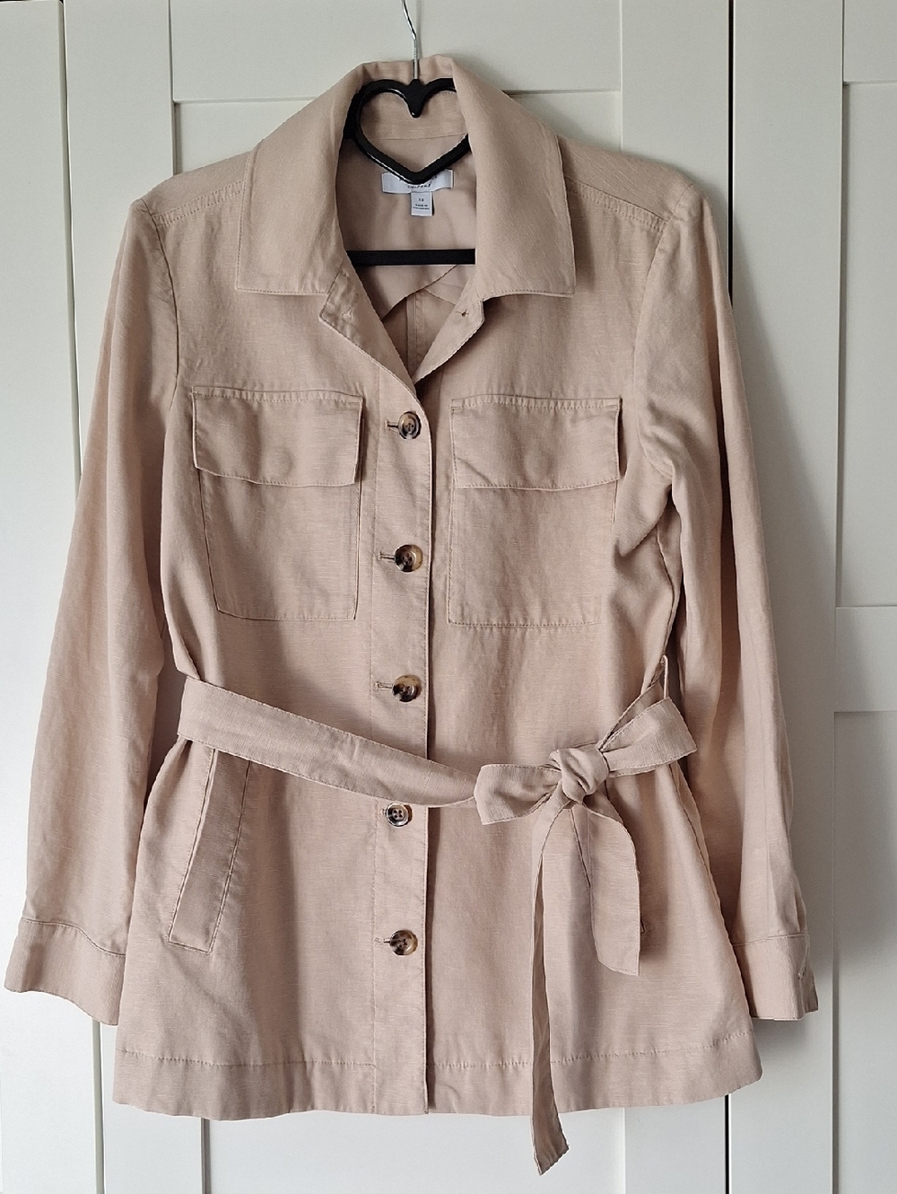 Ann Taylor Weekend Beige Tie-Waist Utility Jacket